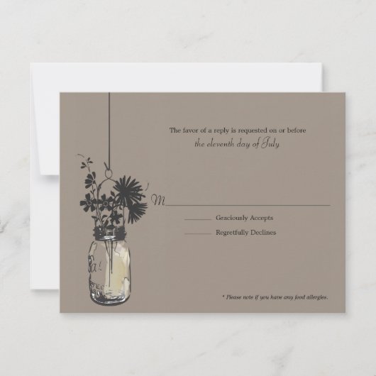 Carte RSVP Fleurs Wid & Mason Jar (Devant)