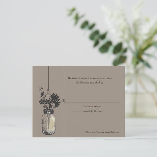 Carte RSVP Fleurs Wid & Mason Jar (Debout devant)