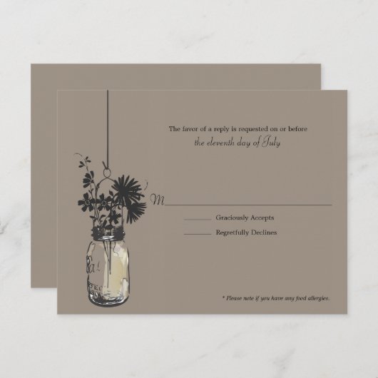 Carte RSVP Fleurs Wid & Mason Jar (Devant / Derrière)
