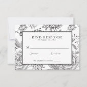 Carte RSVP Floral Black Elegant Wedding (Devant)