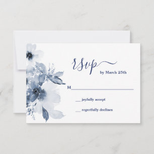 Carte RSVP Floral Bleu
