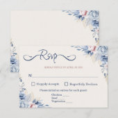 Carte RSVP Floral Bleu (Devant / Derrière)