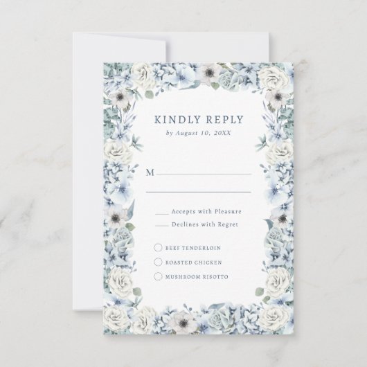 Carte RSVP Floral Bleu (Devant)