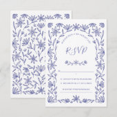 Carte RSVP Floral Bleu Méditerranéen (Devant / Derrière)
