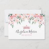 Carte RSVP Floral Blush Rose Quinceanera (Dos)