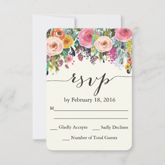 Carte RSVP Floral Garden Watercolor (Devant)