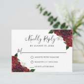 Carte RSVP Floral Red Gold Quinceañera (Debout devant)