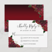 Carte RSVP Floral Red Gold Quinceañera (Devant / Derrière)