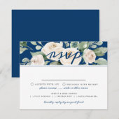 Carte RSVP Floral Rose blanche avec choix de repas (Devant / Derrière)