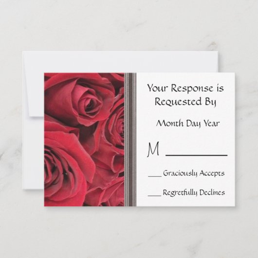 Carte RSVP Floral Rose rouge (Devant)