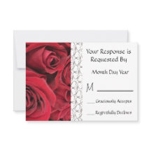 Carte RSVP Floral Rose rouge