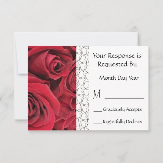 Carte RSVP Floral Rose rouge (Devant)