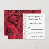 Carte RSVP Floral Rose rouge (Devant / Derrière)