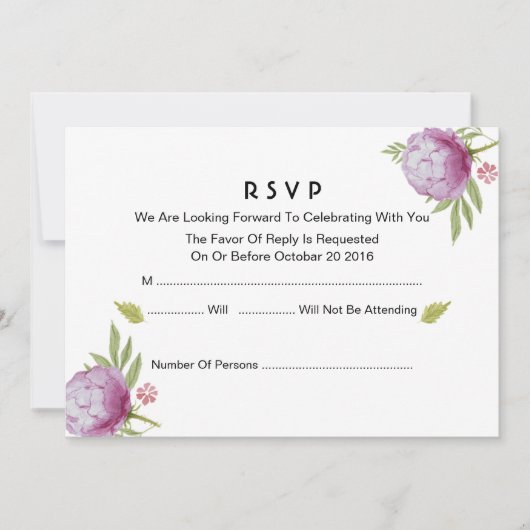 Carte RSVP florale (Devant)