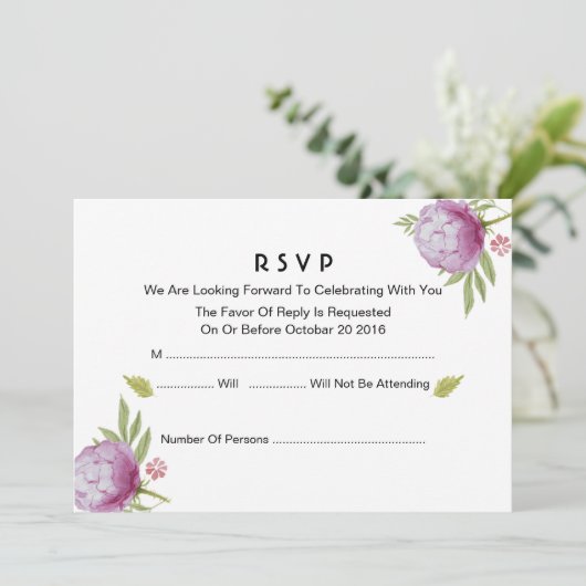 Carte RSVP florale (Debout devant)