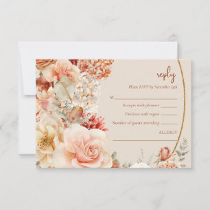 Carte Rsvp florale à base de sauge en terre cuite