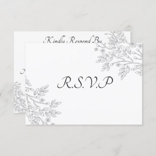 Carte RSVP florale à huile d'argent blanc chic