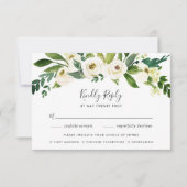 Carte RSVP Florale Albâtre avec choix de repas (Devant)