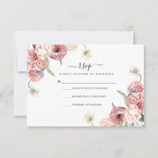 Carte RSVP florale | Annabeth (Devant)