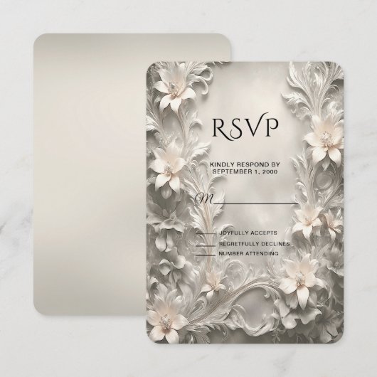 Carte RSVP Florale blanche (Devant / Derrière)