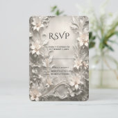 Carte RSVP Florale blanche (Debout devant)