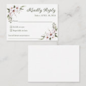 Carte RSVP Florale Blanche, carte de réponse (Devant / Derrière)
