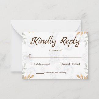Carte RSVP florale blanche élégante RSVP simple