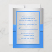 Carte RSVP florale bleue et argent (Dos)