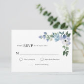 Carte RSVP florale bleue et verte (Debout devant)