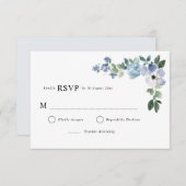 Carte RSVP florale bleue et verte (Devant / Derrière)
