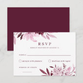 Carte RSVP Florale Burgundy Blush moderne (Devant / Derrière)