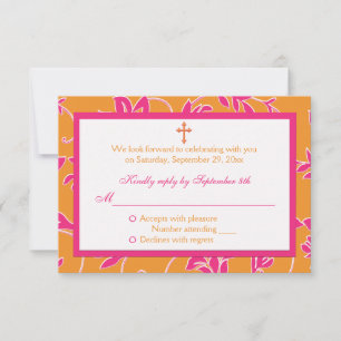 Carte RSVP florale Christian Pink Tangerine