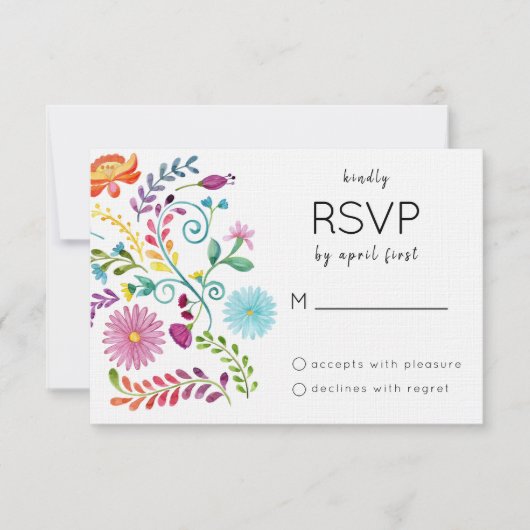 Carte RSVP florale colorée (Devant)