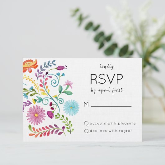 Carte RSVP florale colorée (Debout devant)