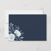 Carte RSVP florale d'aquarelle bleue (Dos)