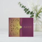 Carte RSVP Florale d'aubergines d'or (Debout devant)