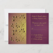 Carte RSVP Florale d'aubergines d'or (Dos)