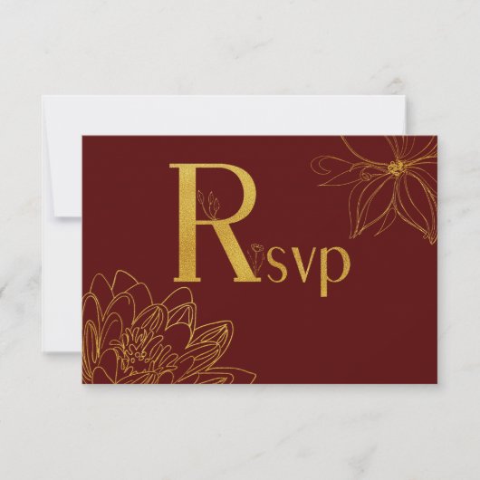 Carte RSVP Florale de Bourgogne et Parties scintil (Devant)