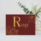 Carte RSVP Florale de Bourgogne et Parties scintil (Debout devant)