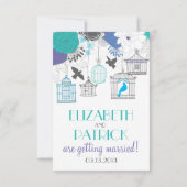 Carte RSVP florale de printemps avec cages à oisea (Dos)