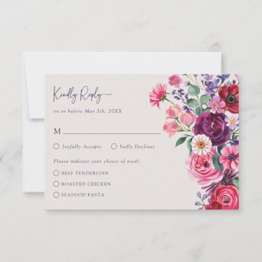 Carte RSVP florale en gras (Devant)