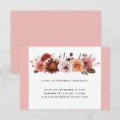 Carte RSVP florale espagnole, blanche, rose et bou (Devant / Derrière)
