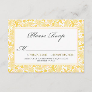 Carte RSVP florale fantaisie (jaune citron)