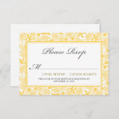 Carte RSVP florale fantaisie (jaune citron) (Devant / Derrière)