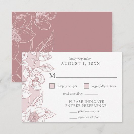 Carte RSVP Florale Flush Florale Magnolia Sud (Devant / Derrière)