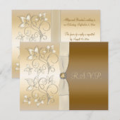 Carte RSVP florale ivoire et bronze (Devant / Derrière)