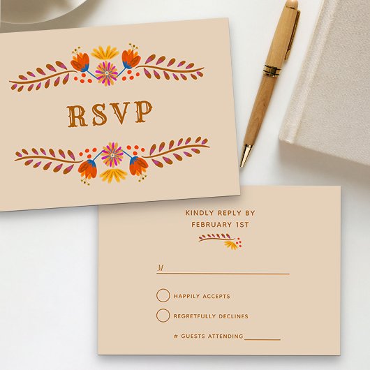 Carte RSVP Florale Mexicaine