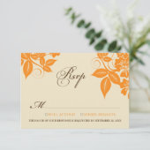 Carte RSVP Florale Moderne Orange/Chocolat (Debout devant)