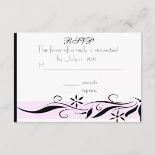 Carte RSVP florale noire et rose