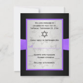 Carte RSVP florale noire, violette et argent (Dos)